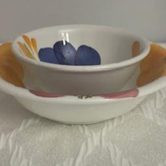 2 Vintage Bowls La Primula Floral Hand Painted Pasta/Fruit Bowls Made In Italy - Picture 3 of 8